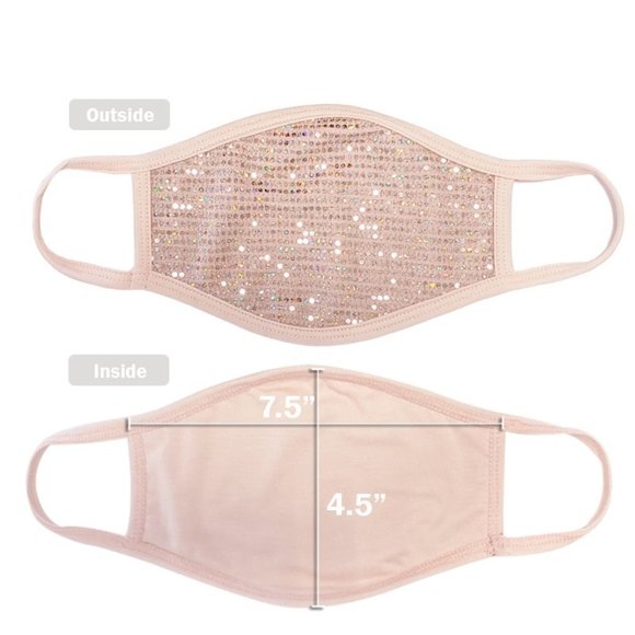 NEW Nude Peach Holographic Sequin Face Mask - Picture 3 of 3
